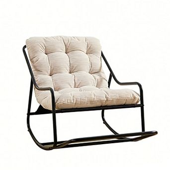 Outdoor Rocking Chair with Soft Thick Cushion - Comfy Seat for Living Room, Bedroom & Reading Nook,