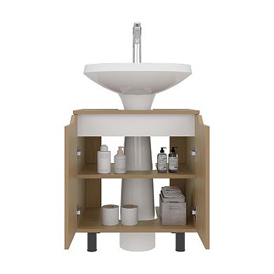 Marlo Under Sink Cabinet with Two Doors and Interior Storage Shelves, Cut-Out Back, 22” .