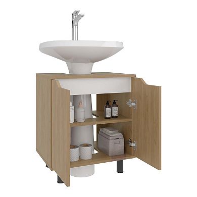 Marlo Under Sink Cabinet with Two Doors and Interior Storage Shelves, Cut-Out Back, 22” .