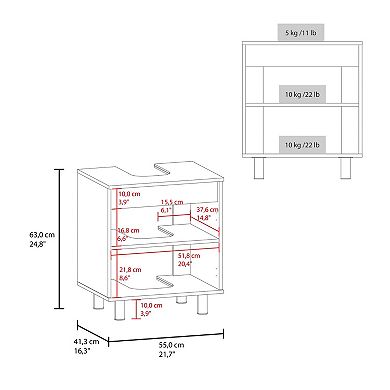 Marlo Under Sink Cabinet with Two Doors and Interior Storage Shelves, Cut-Out Back, 22” .