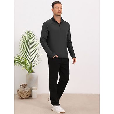 Men's Sun Protection Shirts 1/4 Pullover Zip Breathable Long Sleeve Athletic Shirt