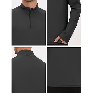 Men's Sun Protection Shirts 1/4 Pullover Zip Breathable Long Sleeve Athletic Shirt