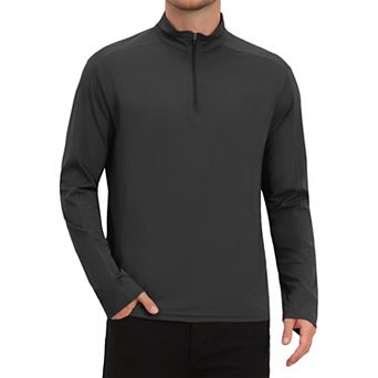 Men's Sun Protection Shirts 1/4 Pullover Zip Breathable Long Sleeve Athletic Shirt