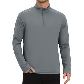 Men's Sun Protection Shirts 1/4 Pullover Zip Breathable Long Sleeve Athletic Shirt