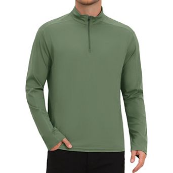 Men's Sun Protection Shirts 1/4 Pullover Zip Breathable Long Sleeve Athletic Shirt