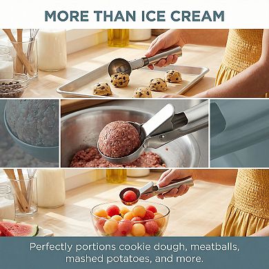 Ice Cream Scoop, 1 Pcs Stainless Steel Pop-out Ice Cream Scooper, Ergonomic Handle 7.3x1.9 Inch