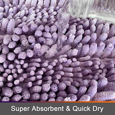 Light Purple Chenille Bathroom Rug Set Non Slip Absorbent Bath Mats Two Piece