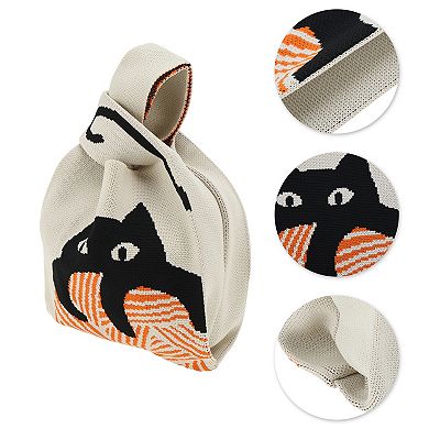 Cat Knitted Wrist Bag for Women 1Pc
