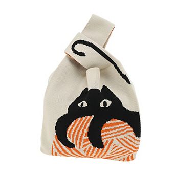 Cat Knitted Wrist Bag for Women 1 pc