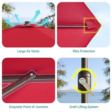 Sonkuki 6.5ft LED Square Outdoor Patio Umbrella with UPF50+, Tilt, and Wind-Resistant Design