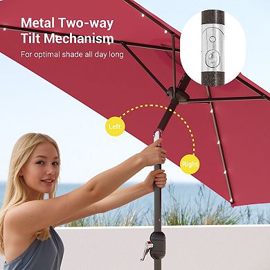 Sonkuki 6.5ft LED Square Outdoor Patio Umbrella with UPF50+, Tilt, and Wind-Resistant Design