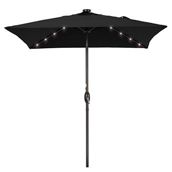 Sonkuki 6.5ft LED Square Outdoor Patio Umbrella with UPF50+, Tilt, and Wind-Resistant Design