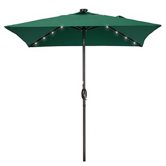 Sonkuki 6.5ft LED Square Outdoor Patio Umbrella with UPF50+, Tilt, and Wind-Resistant Design