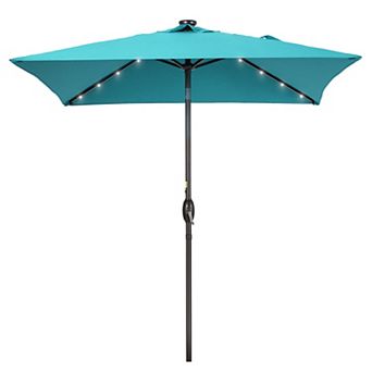 Sonkuki 6.5ft LED Square Outdoor Patio Umbrella with UPF50+, Tilt, and Wind-Resistant Design