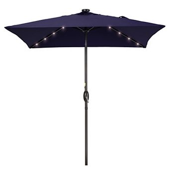 Sonkuki 6.5ft LED Square Outdoor Patio Umbrella with UPF50+, Tilt, and Wind-Resistant Design
