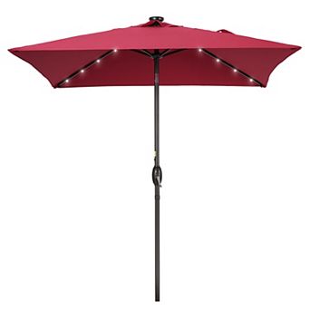 Sonkuki 6.5ft LED Square Outdoor Patio Umbrella with UPF50+, Tilt, and Wind-Resistant Design
