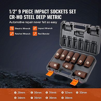 Compact 9-Piece Impact Socket Set for Garage and DIY Projects