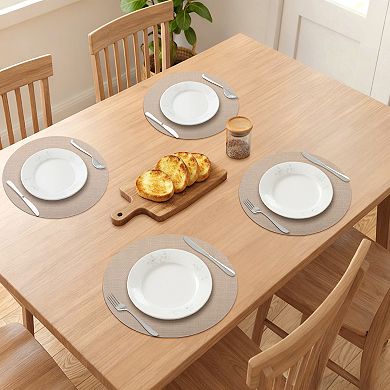 Placemats Set of 6 Faux Leather Placemats for Kitchen Dining Table Wipeable Table Mat 13x13 Inch