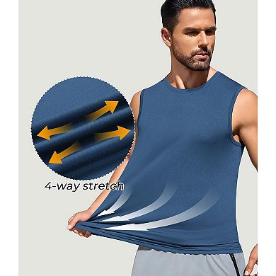 PINSPARK Men's 3 Pack UPF50+ Quick Dry Tank Tops Sun Protection Sleeveless Workout Shirt