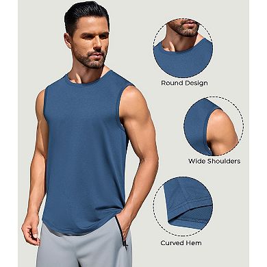 PINSPARK Men's 3 Pack UPF50+ Quick Dry Tank Tops Sun Protection Sleeveless Workout Shirt