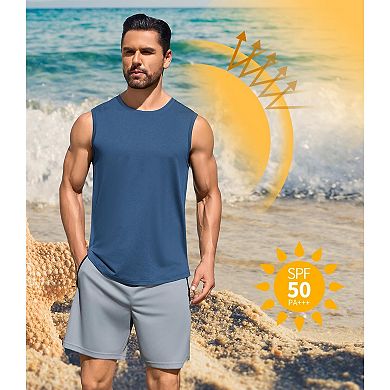 PINSPARK Men's 3 Pack UPF50+ Quick Dry Tank Tops Sun Protection Sleeveless Workout Shirt