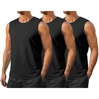 PINSPARK Men's 3 Pack UPF50+ Quick Dry Tank Tops Sun Protection Sleeveless Workout Shirt