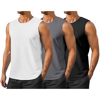 PINSPARK Men's 3 Pack UPF50+ Quick Dry Tank Tops Sun Protection Sleeveless Workout Shirt