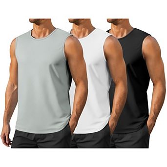PINSPARK Men's 3 Pack UPF50+ Quick Dry Tank Tops Sun Protection Sleeveless Workout Shirt