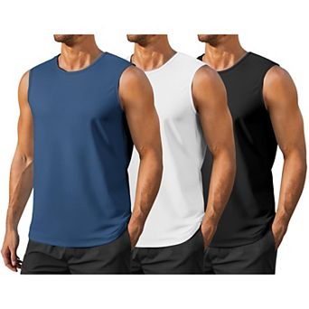 PINSPARK Men's 3 Pack UPF50+ Quick Dry Tank Tops Sun Protection Sleeveless Workout Shirt