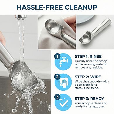 Stainless Steel Ice Cream Scoop with Ergonomic Handle and Easy Release 1Pcs 7.1x1.9Inch