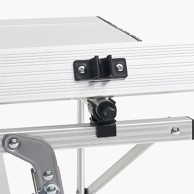 Folding Portable Camping Table Aluminum Roll Up Silver