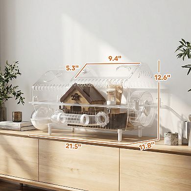 PawHut 8 in 1 Hamster Cage with Accessories, 21.5inch x 11.8inch x 12.6inch