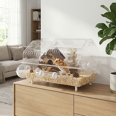 PawHut 8 in 1 Hamster Cage with Accessories, 21.5inch x 11.8inch x 12.6inch