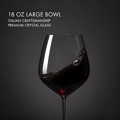 Italian Red Wine Glasses Set of 4, 18oz Clear Glassware for Everyday