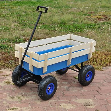 Outdoor Sport Wagon Tools Cart Wooden Side Panels