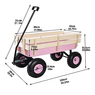 Outdoor Sport Wagon Tools Cart Wooden Side Panels
