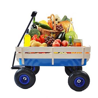 Outdoor Sport Wagon Tools Cart Wooden Side Panels