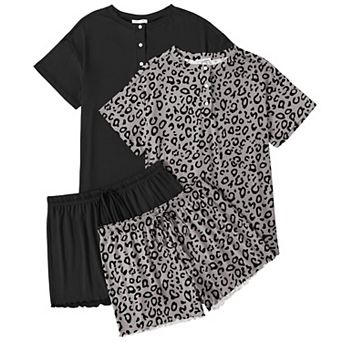 Ekouaer 2 Pack Womens Pajama Sets Short Sleeve Sleepwear Top with Shorts Pjs Soft Comfy Loungewear