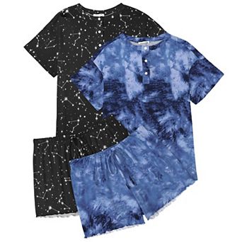 Ekouaer 2 Pack Womens Pajama Sets Short Sleeve Sleepwear Top with Shorts Pjs Soft Comfy Loungewear