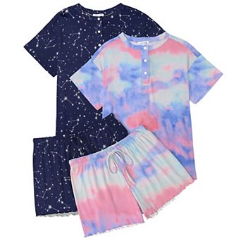 Ekouaer 2 Pack Womens Pajama Sets Short Sleeve Sleepwear Top with Shorts Pjs Soft Comfy Loungewear
