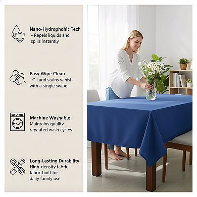 Royal Blue Rectangle Tablecloth 70x120 Inch, Heavy Duty Washable for 6-8ft Tables