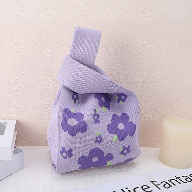 Flower Knitted Wrist Bag for Women 1Pc