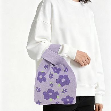 Flower Knitted Wrist Bag for Women 1Pc