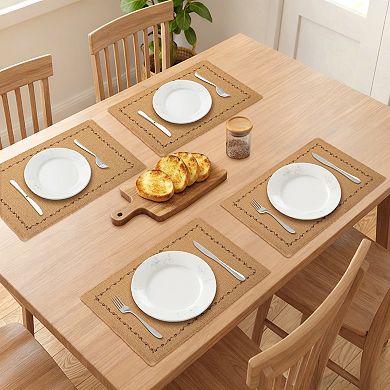 Farmhouse Placemats Set of 4 Polyester Cotton Blend Mats for Dining Table Decor 15.7x11.8 Inch