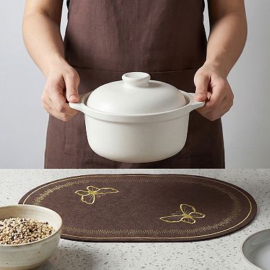 Rustic Oval Placemats Set of 4 Cotton Linen Mats for Dining Table Decor Washable Mat 17.7x12.6 Inch