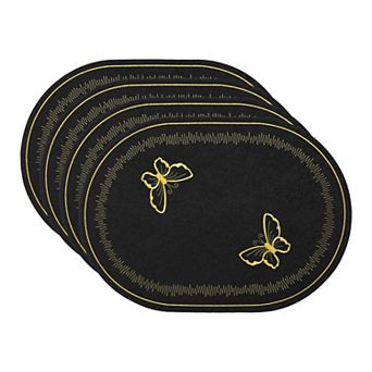 Rustic Oval Placemats Set of 4 Cotton Linen Mats for Dining Table Decor Washable Mat 17.7x12.6 Inch