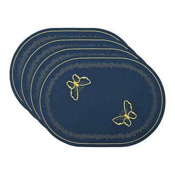 Rustic Oval Placemats Set of 4 Cotton Linen Mats for Dining Table Decor Washable Mat 17.7x12.6 Inch