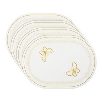 Rustic Oval Placemats Set of 4 Cotton Linen Mats for Dining Table Decor Washable Mat 17.7x12.6 Inch