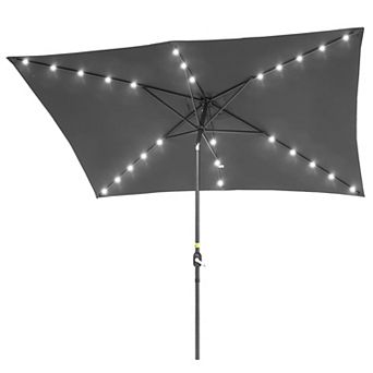 Sonkuki 10×6.5ft LED Rectangular Outdoor Patio Market Umbrella for Deck, Garden and Poolside