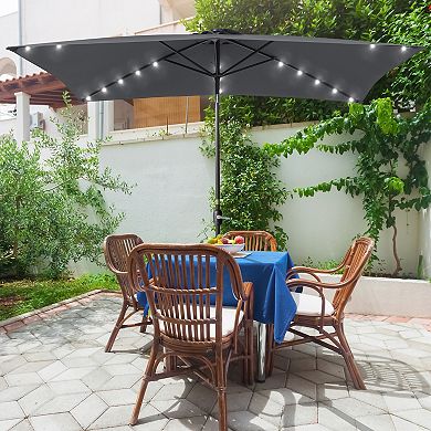 Sonkuki 10×6.5ft LED Rectangular Outdoor Patio Market Umbrella for Deck, Garden and Poolside